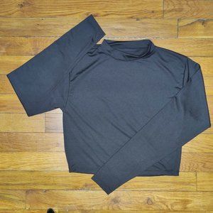 Long sleeve crop top Gym Fitness One size Fits S/M Black